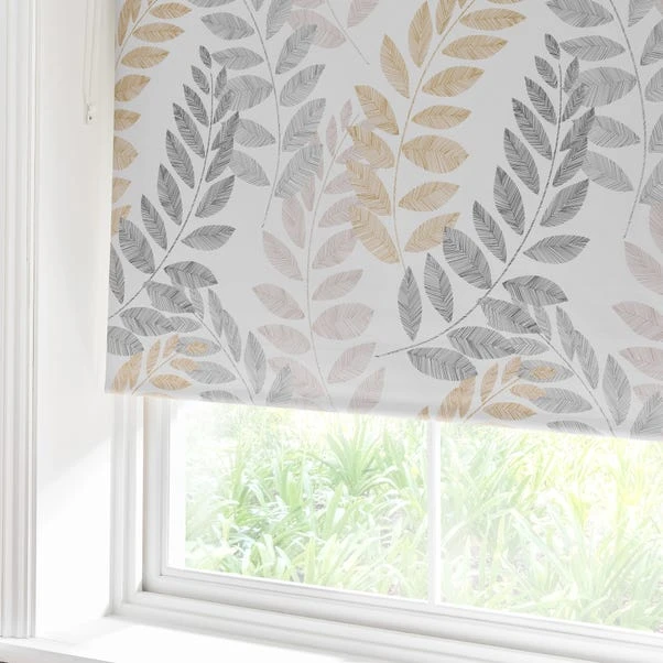 Dunelm Leah Leaf Ochre Blackout Roller Blind - Image 4