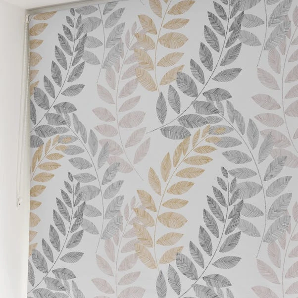 Dunelm Leah Leaf Ochre Blackout Roller Blind - Image 5