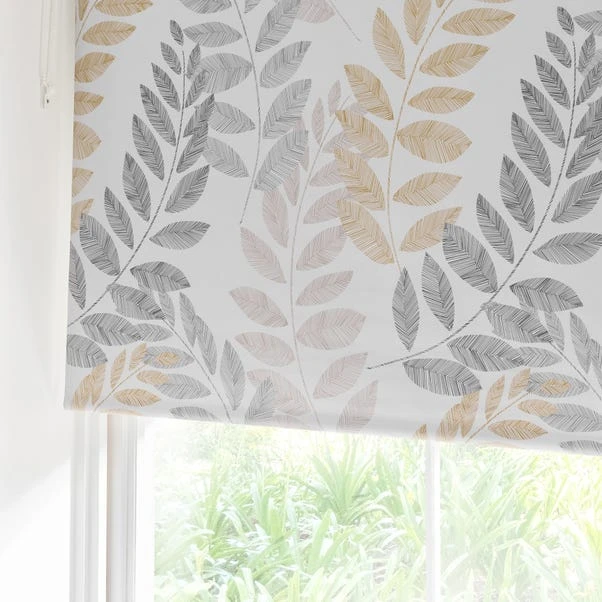 Dunelm Leah Leaf Ochre Blackout Roller Blind - Image 6