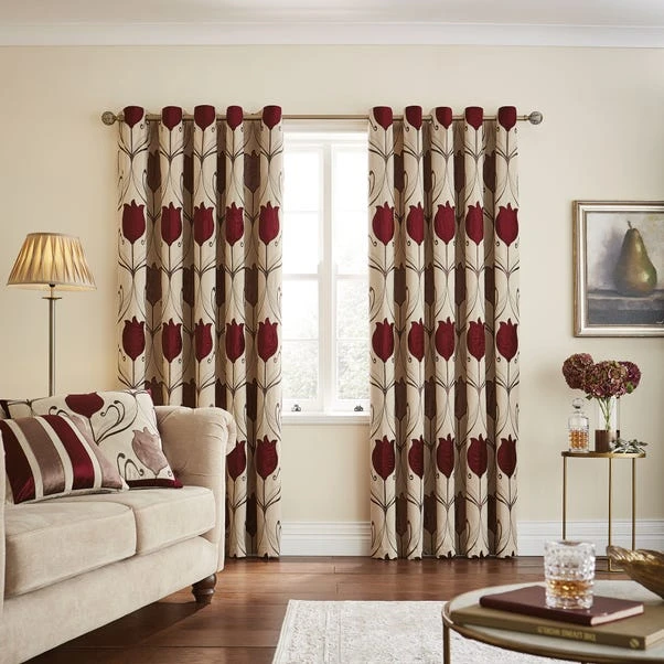 Luxury Collection Lalique Wine Eyelet Curtains - Image 2