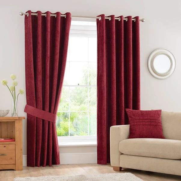 Luxury Collection Chenille Wine Eyelet Curtains - Image 2