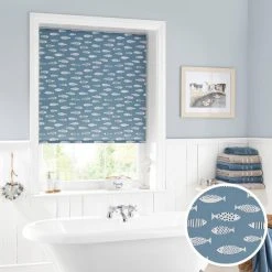 Dunelm Blue Fish Daylight Moisture Resistant Roller Blind