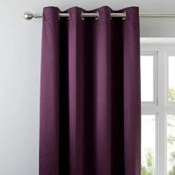 Dunelm Matt Satin Plum Blackout Eyelet Curtains