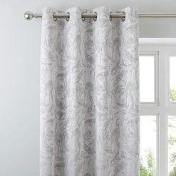 Luxury Collection Diablo Marble Silver Eyelet Curtains