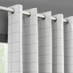 Dunelm Luna Brushed Check Dove Grey Blackout Eyelet Curtains