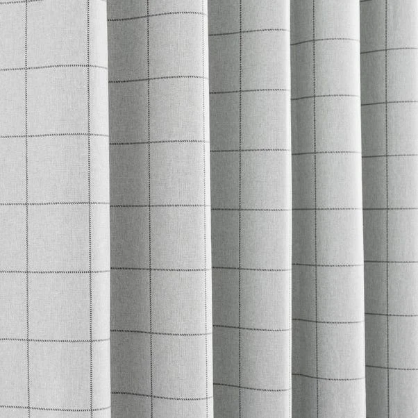 Dunelm Luna Brushed Check Dove Grey Blackout Eyelet Curtains - Image 3