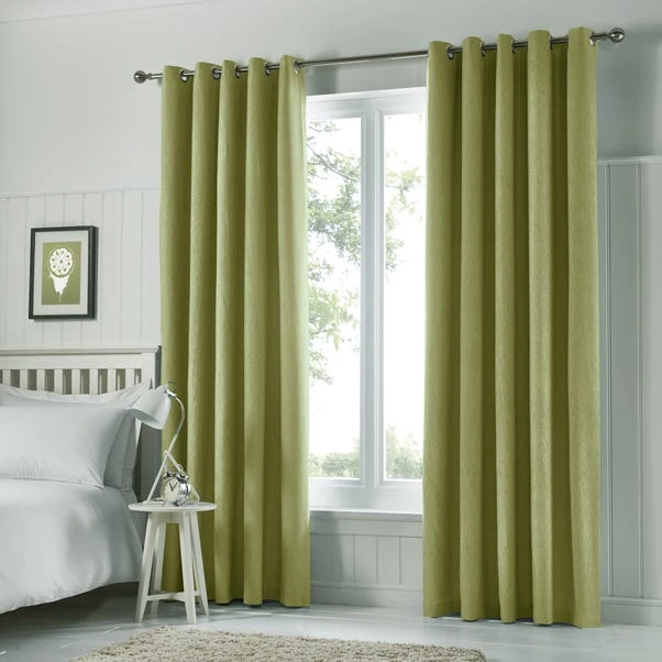 Dunelm Tyla Green Blackout Eyelet Curtains - Image 2
