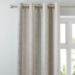 Luxury Collection Sadie Stripe Mink Eyelet Curtains
