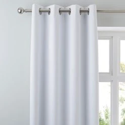 Dunelm Luna Brushed White Blackout Eyelet Curtains