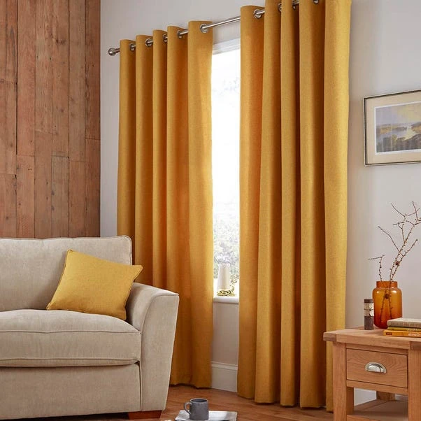 Dunelm Jennings Ochre Thermal Eyelet Curtains - Image 2