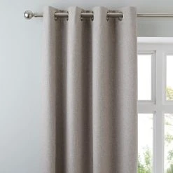 Dunelm Luna Brushed Taupe Blackout Eyelet Curtains