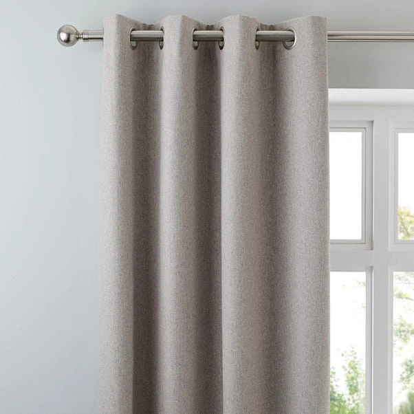 Dunelm Luna Brushed Taupe Blackout Eyelet Curtains