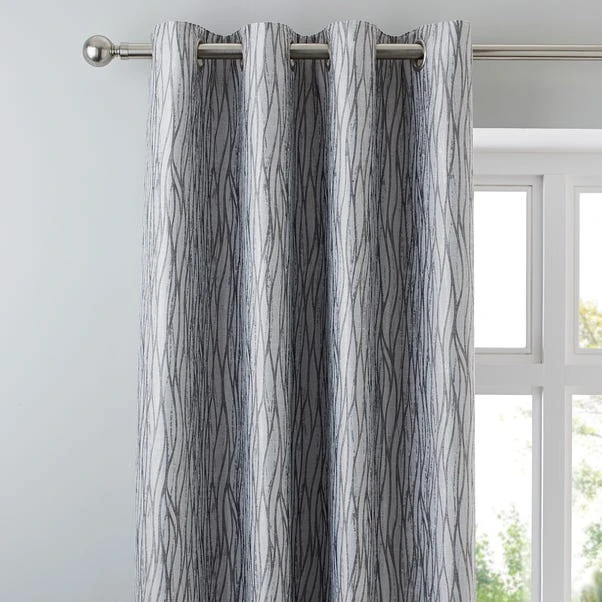 Dunelm Linear Waves Silver Eyelet Curtains