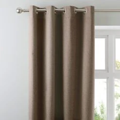 Dunelm Luna Brushed Mocha Blackout Eyelet Curtains