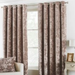 Verona Oyster Velvet Eyelet Curtain