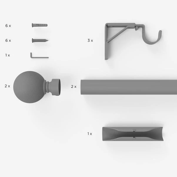 Dunelm Studded Ball Satin Steel Eyelet Curtain Pole Dia. 28mm - Image 4