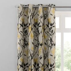 Dunelm Zen Gold Jacquard Eyelet Curtains