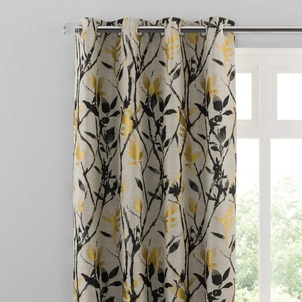 Dunelm Zen Gold Jacquard Eyelet Curtains