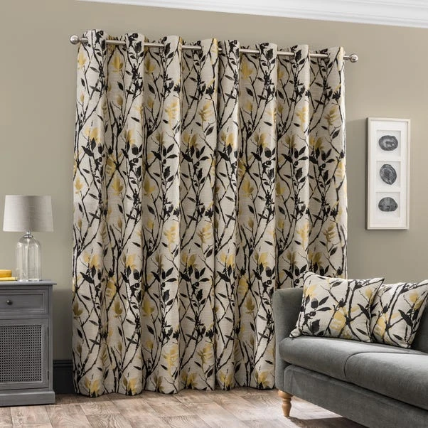 Dunelm Zen Gold Jacquard Eyelet Curtains - Image 4