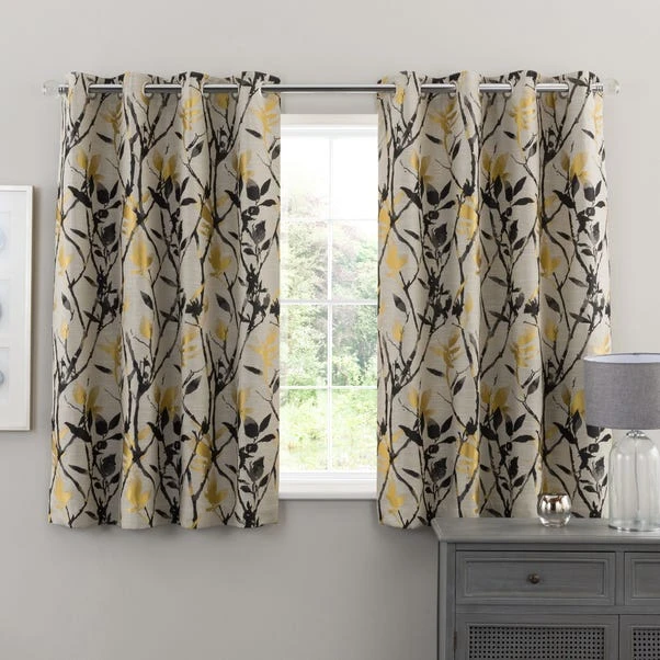 Dunelm Zen Gold Jacquard Eyelet Curtains - Image 5
