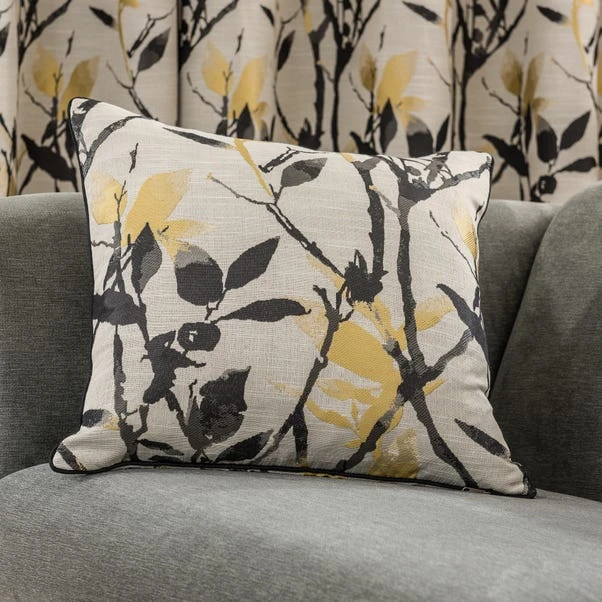 Dunelm Zen Gold Jacquard Eyelet Curtains - Image 6