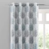 Luxury Collection Jacquard Trees Teal Eyelet Curtains