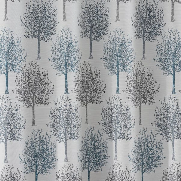 Luxury Collection Jacquard Trees Teal Eyelet Curtains - Image 3