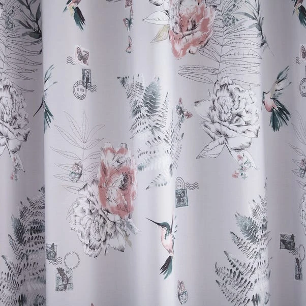 Dunelm Heavenly Hummingbird Grey Blackout Eyelet Curtains - Image 3