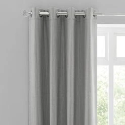 Dunelm Neptune Textured Grey Blackout Eyelet Curtains
