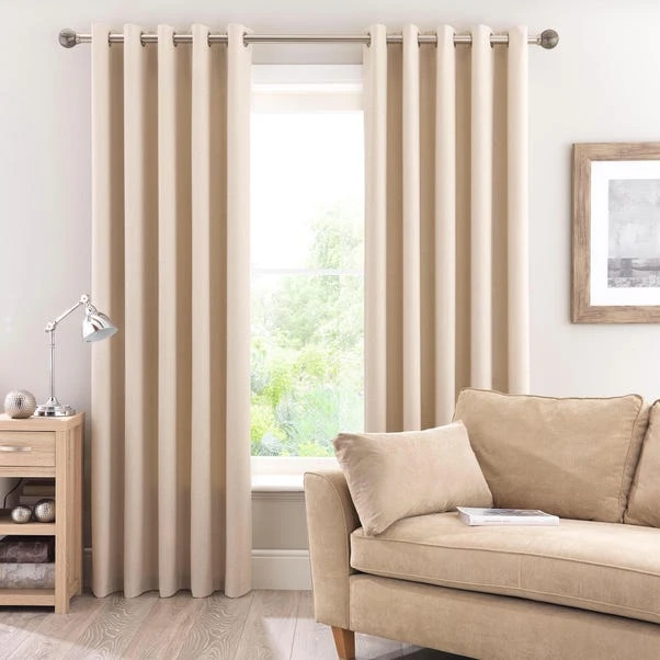 Dunelm Luna Brushed Natural Blackout Eyelet Curtains - Image 2