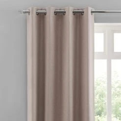 Dunelm Luna Brushed Pebble Blackout Eyelet Curtains