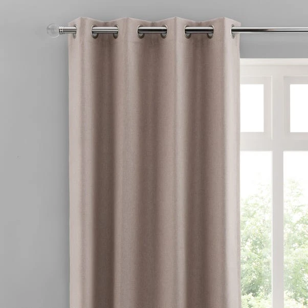 Dunelm Luna Brushed Pebble Blackout Eyelet Curtains