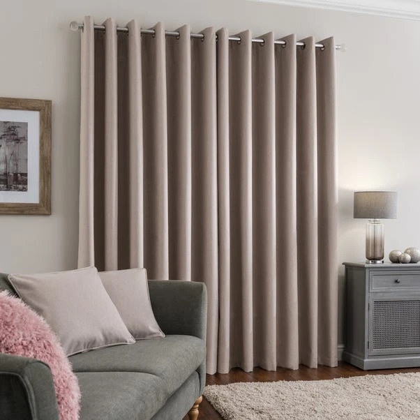 Dunelm Luna Brushed Pebble Blackout Eyelet Curtains - Image 4
