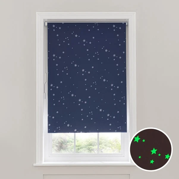 Dunelm Glow In The Dark Stars Cordless Blackout Roller Blind