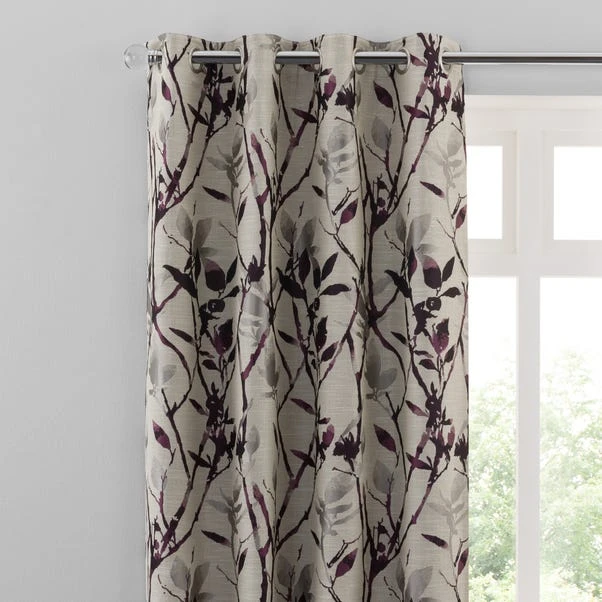 Dunelm Zen Plum Jacquard Eyelet Curtains