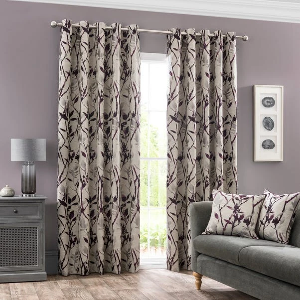Dunelm Zen Plum Jacquard Eyelet Curtains - Image 2