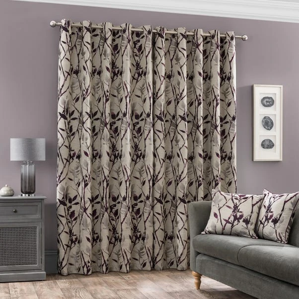 Dunelm Zen Plum Jacquard Eyelet Curtains - Image 4