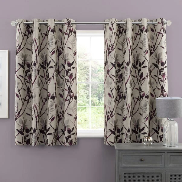 Dunelm Zen Plum Jacquard Eyelet Curtains - Image 5