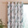 Dunelm Palm Leaf Teal Eyelet Curtains