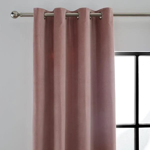 Luxury Collection Peyton Cotton Velvet Blush Eyelet Curtains