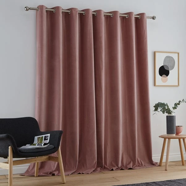 Luxury Collection Peyton Cotton Velvet Blush Eyelet Curtains - Image 4