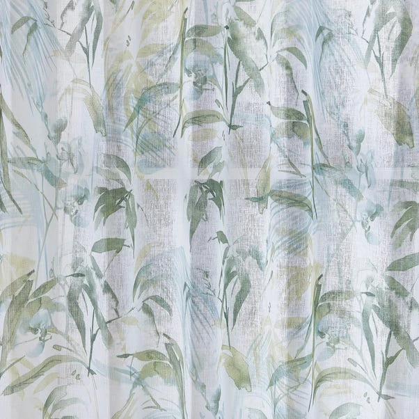 Dunelm Tropical Leaf Green Hidden Tab Top Single Curtain Panel - Image 3