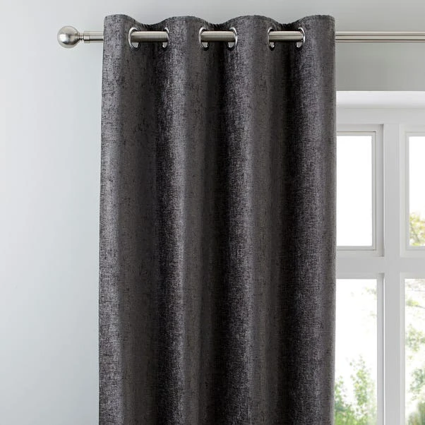 Luxury Collection Chenille Grey Eyelet Curtains