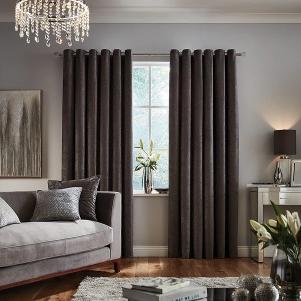 Luxury Collection Chenille Grey Eyelet Curtains - Image 2