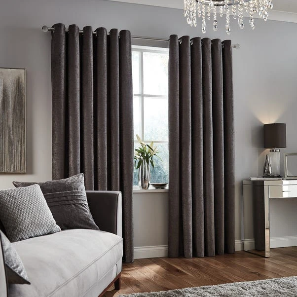 Luxury Collection Chenille Grey Eyelet Curtains - Image 4