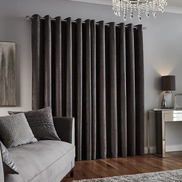 Luxury Collection Chenille Grey Eyelet Curtains - Image 5