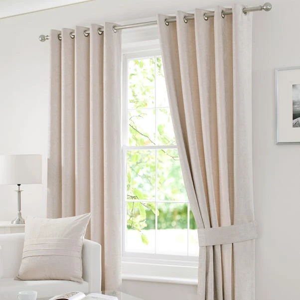 Luxury Collection Chenille Cream Eyelet Curtains - Image 2