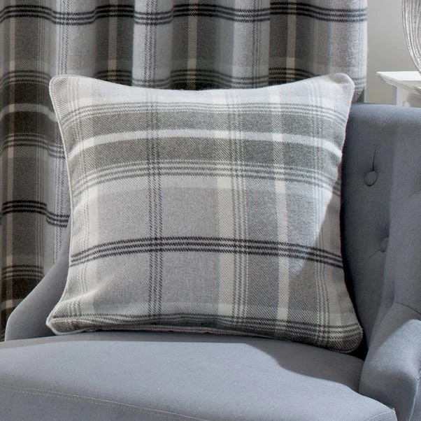 Luxury Collection Highland Check Dove Grey Eyelet Curtains - Image 4