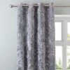 Dunelm Crushed Velour Silver Eyelet Curtains
