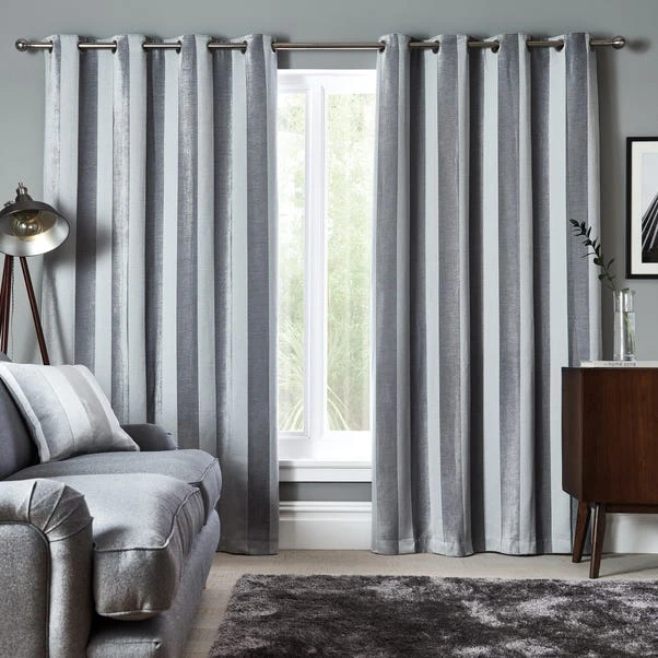 Luxury Collection Parker Grey Chenille Eyelet Curtains - Image 2